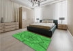 Patterned Lime Green Rug in a Bedroom, pat1535grn