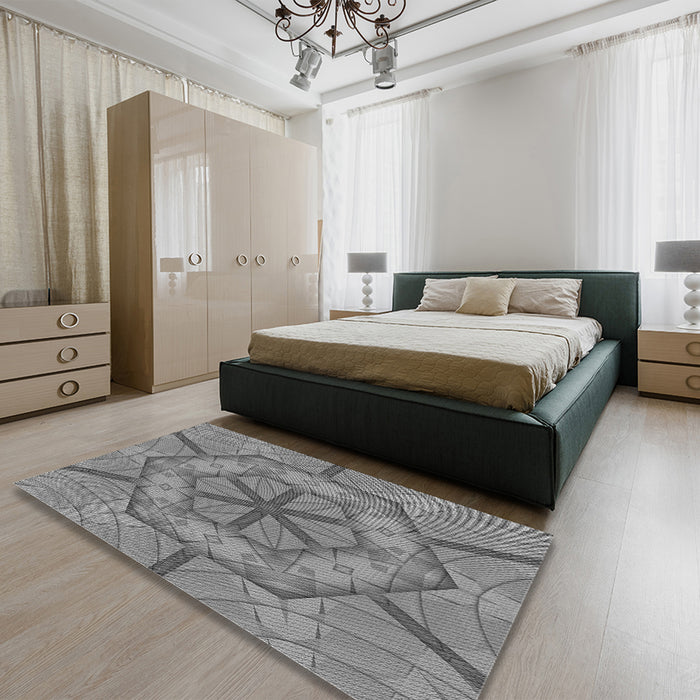 Patterned Ash Gray Rug in a Bedroom, pat1535gry