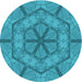 Square Patterned Bright Turquoise Blue Rug, pat1535lblu