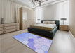 Patterned Blue Rug in a Bedroom, pat1536blu