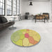 Round Patterned Caramel Brown Rug in a Office, pat1536brn