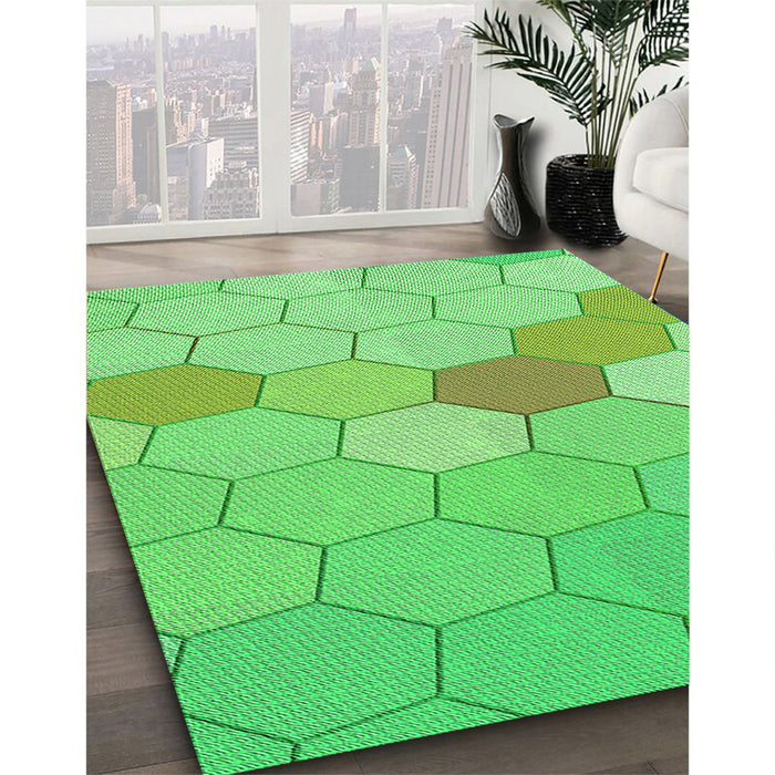 Machine Washable Transitional Neon Green Rug in a Family Room, wshpat1536grn