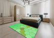 Patterned Neon Green Rug in a Bedroom, pat1536grn