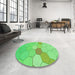 Round Patterned Neon Green Rug in a Office, pat1536grn