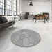 Round Patterned Cloud Gray Rug in a Office, pat1536gry