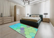 Patterned Mint Green Rug in a Bedroom, pat1536lblu