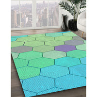 Patterned Mint Green Rug, pat1536lblu