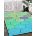 Patterned Mint Green Rug in Family Room, pat1536lblu