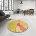 Round Patterned Orange Rug in a Office, pat1536org