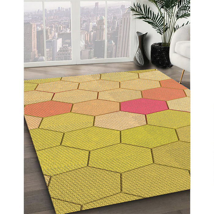 Patterned Orange Rug in Family Room, pat1536org