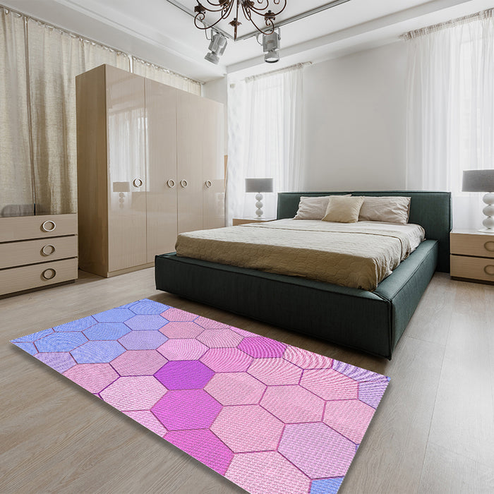 Patterned Orchid Purple Rug in a Bedroom, pat1536pur