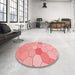 Round Patterned Pastel Pink Rug in a Office, pat1536rd