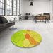 Round Patterned Brown Rug in a Office, pat1536yw