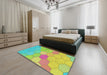 Machine Washable Transitional Brass Green Rug in a Bedroom, wshpat1536