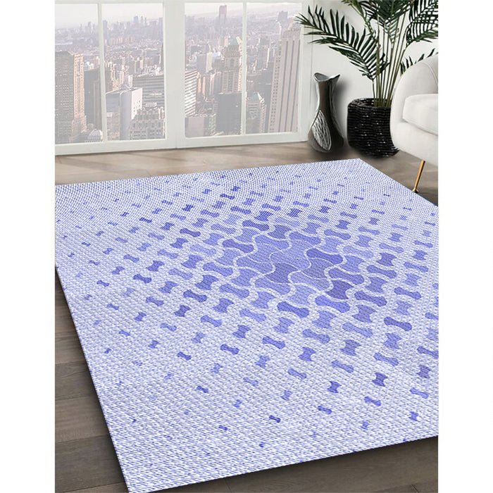 Patterned Lavender Blue Rug in Family Room, pat1537blu
