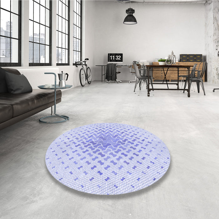 Round Patterned Lavender Blue Rug in a Office, pat1537blu