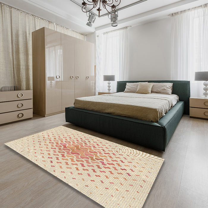 Patterned Brown Sand Brown Rug in a Bedroom, pat1537brn