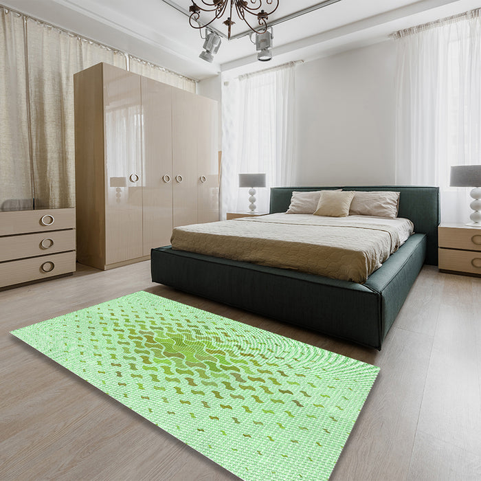 Patterned Mint Green Rug in a Bedroom, pat1537grn