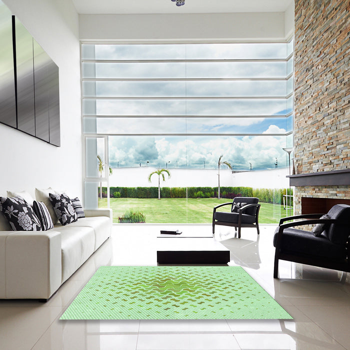 Square Patterned Mint Green Rug in a Living Room, pat1537grn