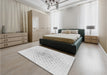 Patterned Platinum Gray Rug in a Bedroom, pat1537gry