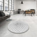 Round Patterned Platinum Gray Rug in a Office, pat1537gry