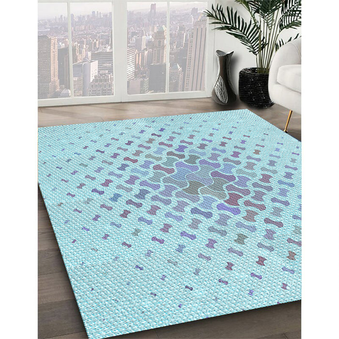 Patterned Denim Blue Rug in Family Room, pat1537lblu