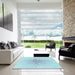 Square Patterned Denim Blue Rug in a Living Room, pat1537lblu