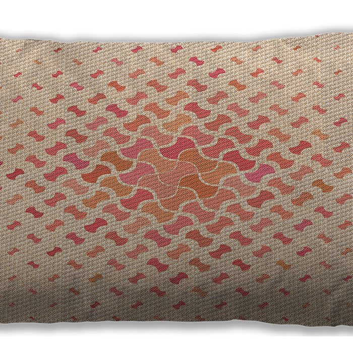 Patterned Rectangular Navajo White Gold Lumbar Throw Pillow, 13 inch by 19 inch, lbpat1537org