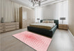 Round Machine Washable Transitional Pastel Red Pink Rug in a Office, wshpat1537rd