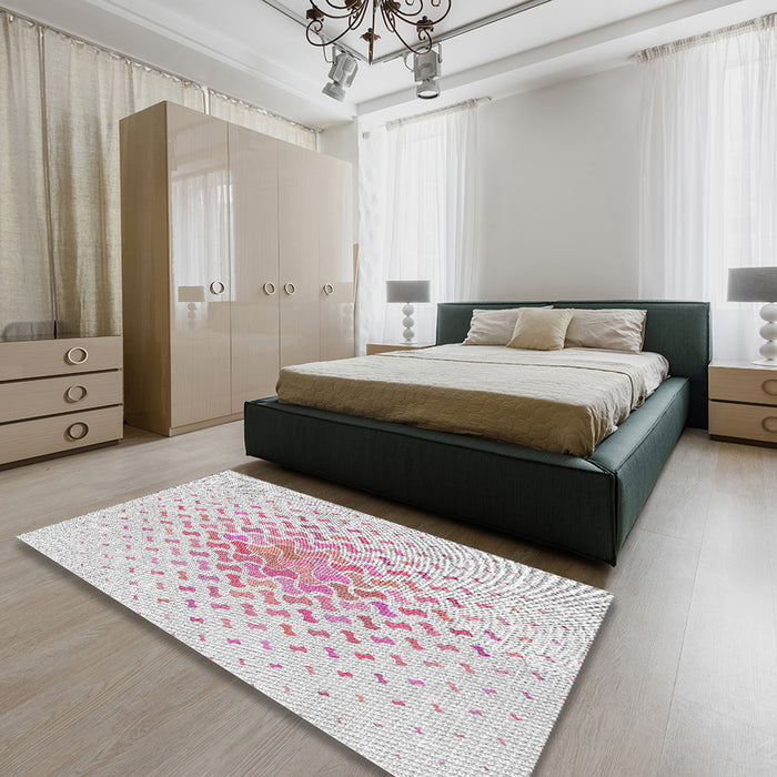 Patterned Off-White Novelty Rug in a Bedroom, pat1537