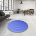 Round Patterned Sky Blue Rug in a Office, pat1538blu