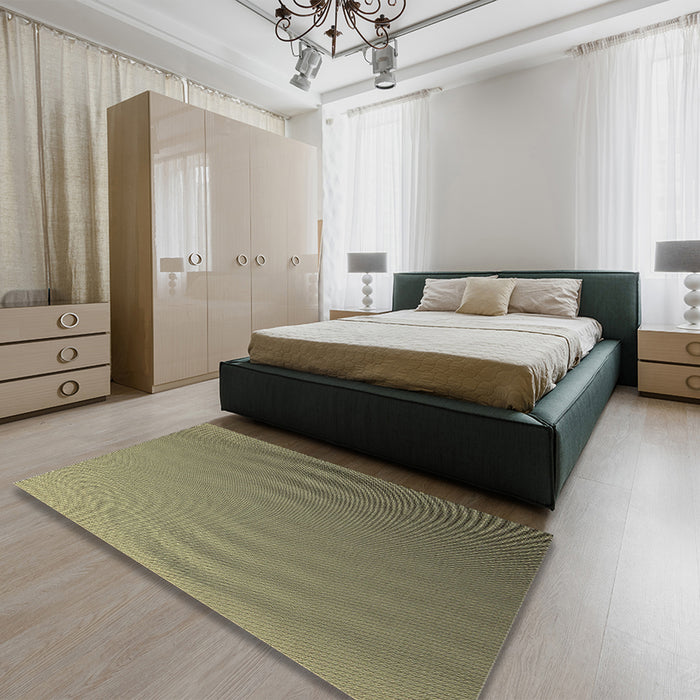 Patterned Brass Green Rug in a Bedroom, pat1538brn