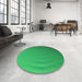 Round Patterned Neon Green Rug in a Office, pat1538grn