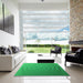 Square Patterned Neon Green Rug in a Living Room, pat1538grn