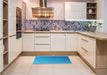 Patterned Neon Blue Rug in a Kitchen, pat1538lblu