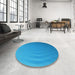 Round Patterned Neon Blue Rug in a Office, pat1538lblu