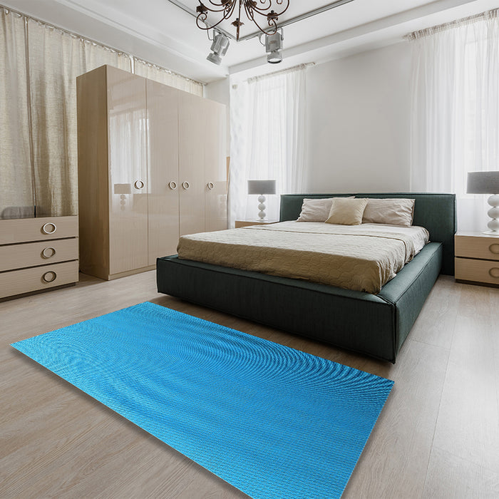 Patterned Neon Blue Rug in a Bedroom, pat1538lblu