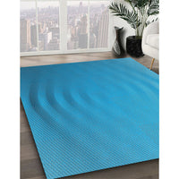 Patterned Bright Turquoise Blue Novelty Rug, pat1538