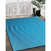 Patterned Bright Turquoise Blue Novelty Rug in Family Room, pat1538