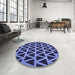 Round Patterned Sky Blue Rug in a Office, pat1539blu