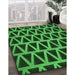 Patterned Deep Emerald Green Rug in Family Room, pat1539grn