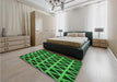 Patterned Deep Emerald Green Rug in a Bedroom, pat1539grn