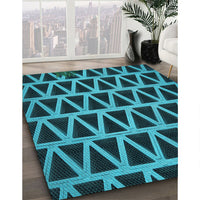 Patterned Deep Teal Green Rug, pat1539lblu