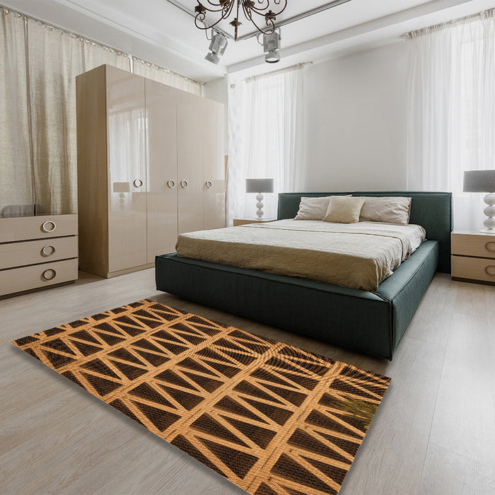 Patterned Orange Rug in a Bedroom, pat1539org