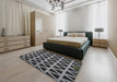 Patterned Dark Gray Novelty Rug in a Bedroom, pat1539