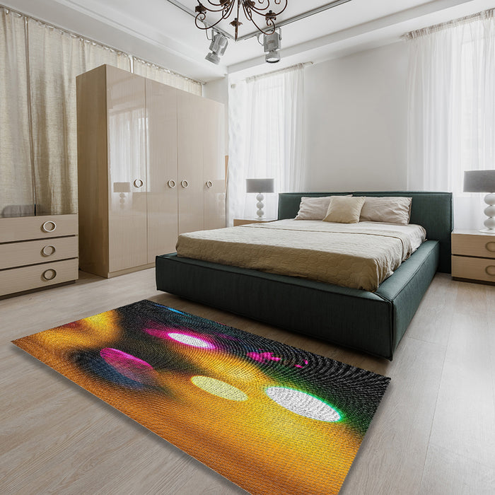 Machine Washable Transitional Dark Scarlet Red Rug in a Bedroom, wshpat153