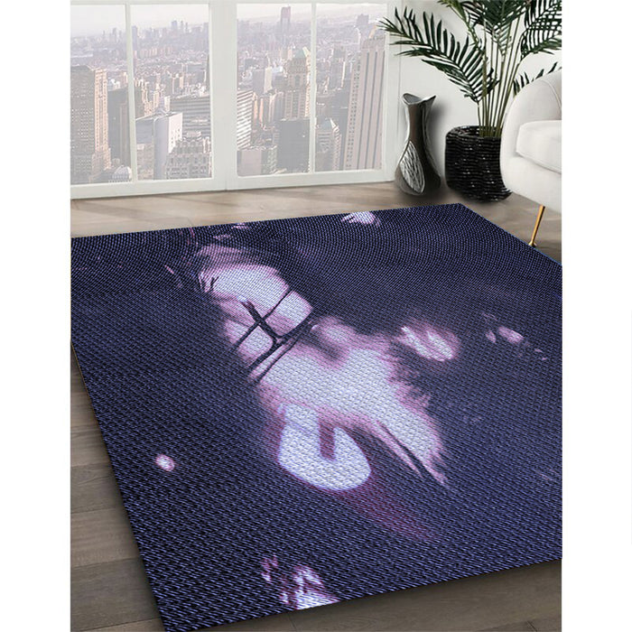 Patterned Night Blue Rug in Family Room, pat154blu