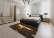 Patterned Saddle Brown Rug in a Bedroom, pat154brn