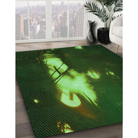 Patterned Dark Lime Green Rug, pat154grn
