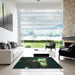 Square Patterned Sea Green Rug in a Living Room, pat154lblu